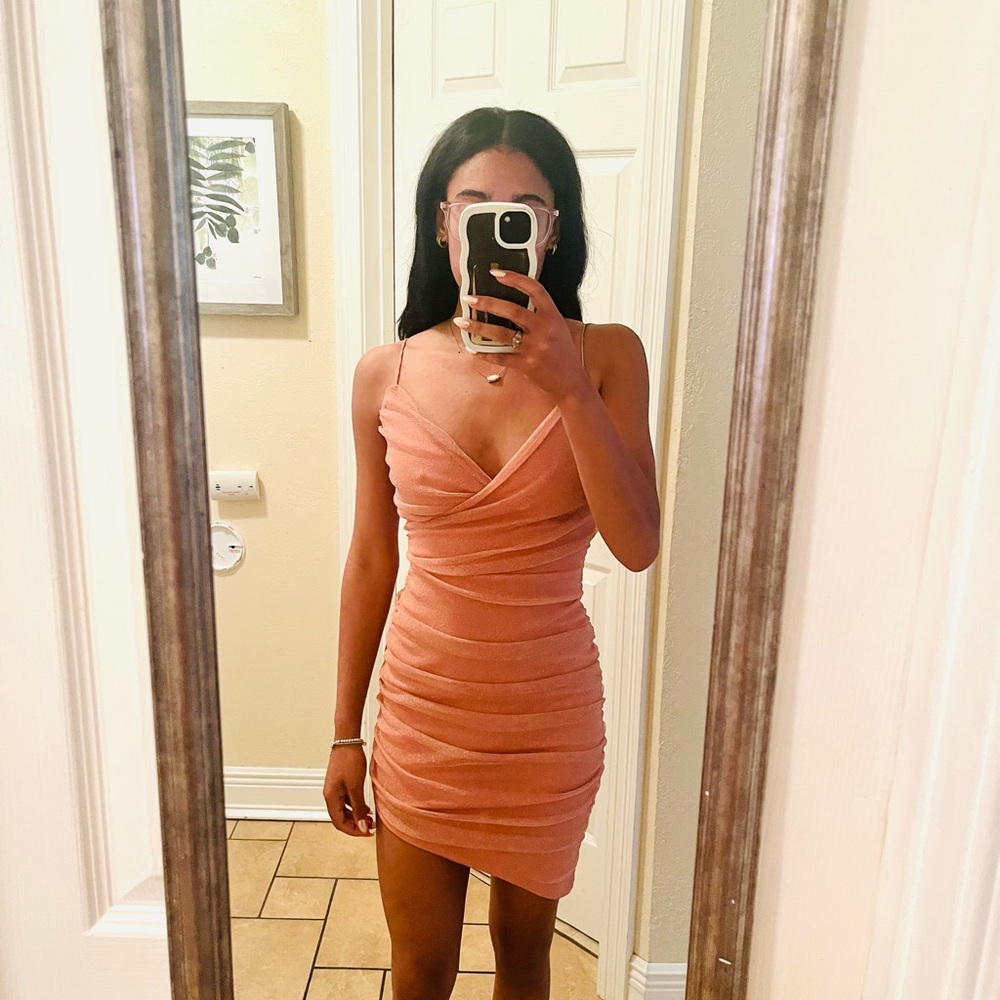 Elegant Pink Ruched Dress